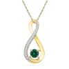 Image 1 : 0.56 CTW Created Emerald Infinity Diamond Pendant 10KT Yellow Gold - REF-13H4M