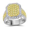 Image 1 : 2.33 CTW Canary Yellow Diamond Rectangle Cluster Ring 14KT White Gold - REF-187M3H