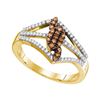 Image 1 : 0.33 CTW Cognac-brown Color Diamond Openwork Strand Ring 10KT Yellow Gold - REF-26K9W