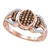 Image 1 : 0.33 CTW Cognac-brown Color Diamond Oval Cluster Ring 10KT Rose Gold - REF-22W4K