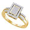 Image 1 : 0.30 CTW Diamond Rectangle Cluster Ring 10KT Yellow Gold - REF-34M4H