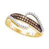 Image 1 : 0.33 CTW Cognac-brown Color Diamond Ring 10KT Yellow Gold - REF-24X2Y