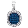 Image 1 : 0.25 CTW Blue Color Diamond Square Cluster Pendant 10KT White Gold - REF-14N9F