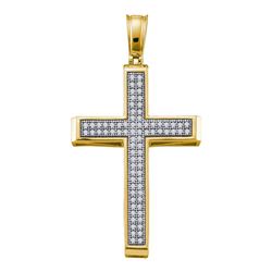 0.25 CTW Diamond Cross Pendant 10KT Yellow Gold - REF-26N9F