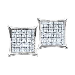 0.10 CTW Diamond Square Kite Cluster Earrings 10KT White Gold - REF-12F2N