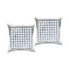 Image 1 : 0.10 CTW Diamond Square Kite Cluster Earrings 10KT White Gold - REF-12F2N
