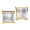 Image 1 : 0.15 CTW Diamond Square Cluster Earrings 14KT Yellow Gold - REF-11N2F