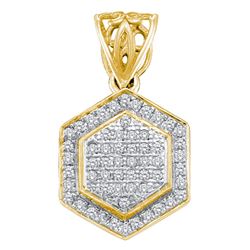 0.20 CTW Diamond Hexagon Cluster Pendant 10KT Yellow Gold - REF-19K4W