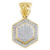 Image 1 : 0.20 CTW Diamond Hexagon Cluster Pendant 10KT Yellow Gold - REF-19K4W