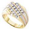 Image 1 : 0.50 CTW Mens Diamond 3-Row Cluster Ring 10KT Two-tone Gold - REF-40Y4X