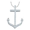 Image 1 : 0.15 CTW Diamond Anchor Nautical Ocean Pendant 10KT White Gold - REF-18M2H