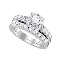 1.5 CTW Diamond Halo Bridal Engagement Ring 14k White Gold - REF-224Y9X
