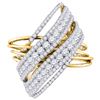 Image 1 : 2.48 CTW Diamond Crossover Open Strand Cocktail Ring 14KT Yellow Gold - REF-240Y2X