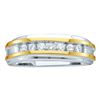 Image 1 : 0.25 CTW Mens Channel-set Diamond Wedding Ring 14KT Two-tone Gold - REF-44M9H