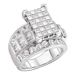 3 CTW Princess Diamond Cluster Bridal Engagement Ring 10KT White Gold - REF-240Y2X