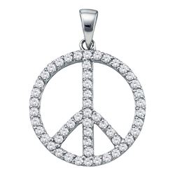 0.75 CTW Diamond Peace Sign Circle Pendant 14KT White Gold - REF-52N4F