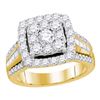 Image 1 : 1.59 CTW Diamond Square Cluster Bridal Engagement Ring 10KT Yellow Gold - REF-194M9H