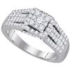 Image 1 : 0.78 CTW Diamond Square Cluster Ring 10KT White Gold - REF-59X9Y