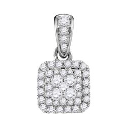 0.50 CTW Diamond Square Cluster Pendant 14KT White Gold - REF-49H5M