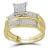 Image 2 : 0.37 CTW His & Hers Diamond Cluster Matching Bridal Ring 10KT Yellow Gold - REF-44F9N