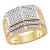 Image 1 : 0.45 CTW Mens Diamond Symmetrical Arched Cluster Ring 10KT Yellow Gold - REF-59M9H