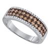 Image 1 : 0.80 CTW Cognac-brown Color Diamond 2-row Ring 14KT White Gold - REF-52Y4X