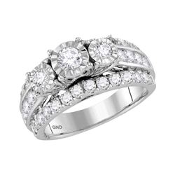 1.96 CTW Diamond 3-Stone Bridal Engagement Ring 14KT White Gold - REF-209Y9X