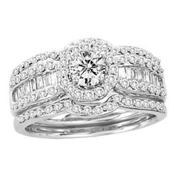 1.05 CTW Diamond Bridal Wedding Engagement Ring 14KT White Gold - REF-157X5Y