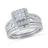 Image 1 : 1.01 CTW Diamond Cluster Bridal Engagement Ring 10KT White Gold - REF-101H2M