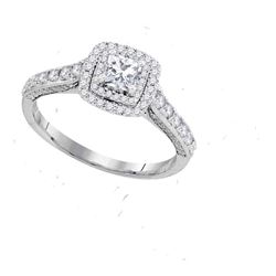 1 CTW Princess Diamond Solitaire Bridal Engagement Ring 14KT White Gold - REF-127F4N