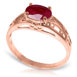 Genuine 1.15 ctw Ruby Ring Jewelry 14KT Rose Gold - REF-35M9T