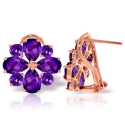 Genuine 4.85 ctw Amethyst Earrings Jewelry 14KT Rose Gold - REF-58T4A