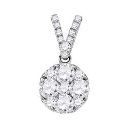 0.99 CTW Diamond Cluster Pendant 10KT White Gold - REF-116H3M