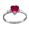 Image 1 : Genuine 1.03 ctw Ruby & Diamond Ring Jewelry 14KT White Gold - REF-34V6W