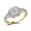 Image 1 : 1.25 CTW Diamond Square-shape Cluster Split-shank Ring 10KT Yellow Gold - REF-146K9W