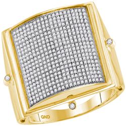 0.85 CTW Mens Pave-set Diamond Square Dome Cluster Ring 10KT Yellow Gold - REF-97H4M