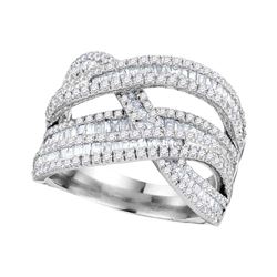 1.84 CTW Diamond Crossover Woven Strand Ring 10KT White Gold - REF-119Y9X