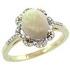 Image 1 : Natural 1.15 ctw Opal & Diamond Engagement Ring 10K Yellow Gold - REF-29N3G