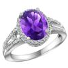 Image 1 : Natural 2.72 ctw amethyst & Diamond Engagement Ring 10K White Gold - REF-45X3A