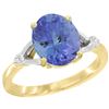 Image 1 : Natural 2.4 ctw Tanzanite & Diamond Engagement Ring 14K Yellow Gold - REF-80G3M