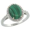 Image 1 : Natural 2.77 ctw Malachite & Diamond Engagement Ring 10K White Gold - REF-23W2K
