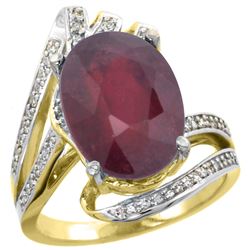 Natural 6.28 ctw ruby & Diamond Engagement Ring 14K Yellow Gold - REF-100X3A