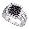 Image 1 : 2 CTW Black Color Diamond Square Cluster Ring 10KT White Gold - REF-104H9M