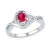 Image 1 : 0.77 CTW Created Ruby Solitaire Diamond Ring 10KT White Gold - REF-25F4N