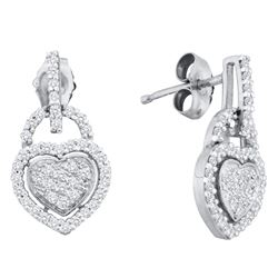 0.33 CTW Diamond Heart Dangle Earrings 10KT White Gold - REF-30K2W