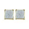 Image 1 : 0.10 CTW Pave-set Diamond Square Cluster Earrings 10KT Yellow Gold - REF-10K5W