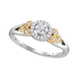 0.25 CTW Diamond Cluster Millgrain Bridal Engagement Ring 10KT Two-tone Gold - REF-30H2M