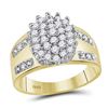 Image 1 : 0.50 CTW Prong-set Diamond Oval Cluster Ring 10KT Yellow Gold - REF-33N8F