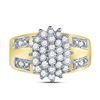 Image 2 : 0.50 CTW Prong-set Diamond Oval Cluster Ring 10KT Yellow Gold - REF-33N8F