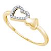 Image 1 : 0.05 CTW Diamond Sloender Double Heart Ring 10KT Yellow Gold - REF-6H6M